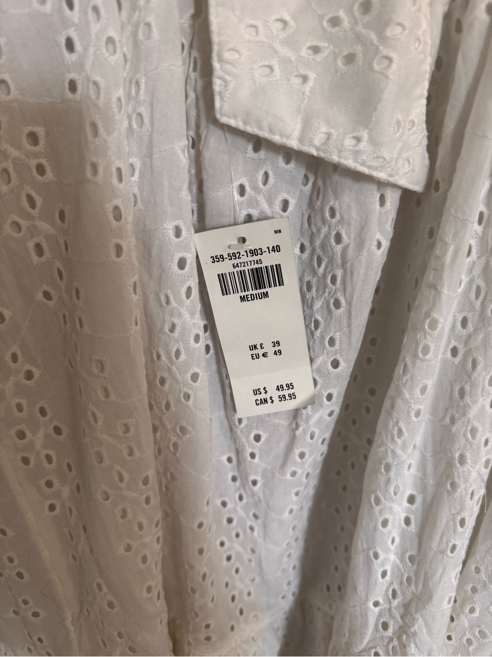 Hollister White Eyelet Tie-Back Mini Dress NWT Size Medium - Picture 6 of 7